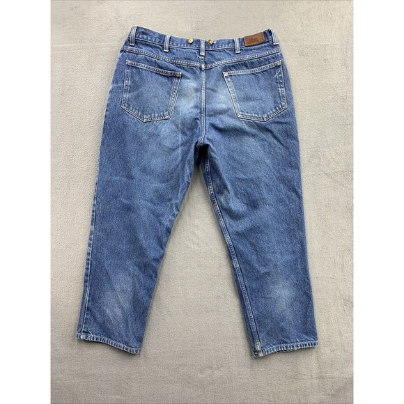 LL Bean Natural Fit Denim Jeans Men's Size 38X29 Distressed Suspender Buttons - Picture 2 of 16
